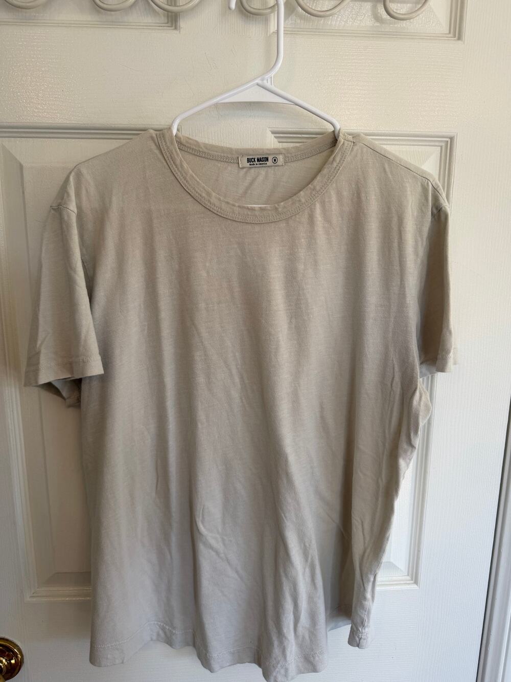 Buck Mason Slub Curved Hem Tee Cream Size M